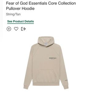 Fear of god essentials tan hoodie